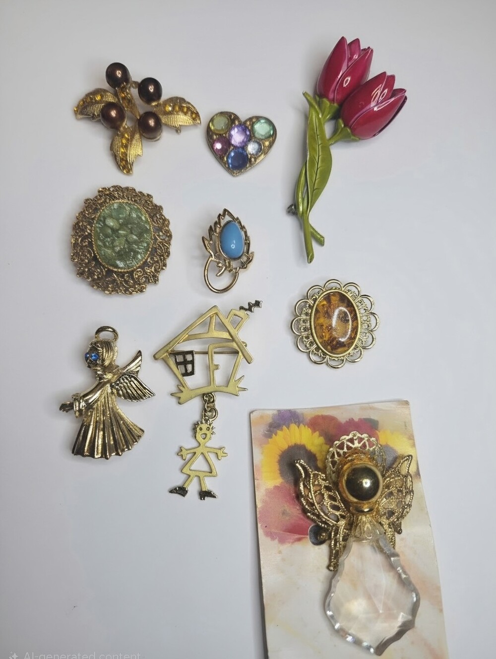 Vintage 9 Brooch Bundle Lot Set